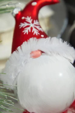 6” Glass Gnome Santa Head Ornament