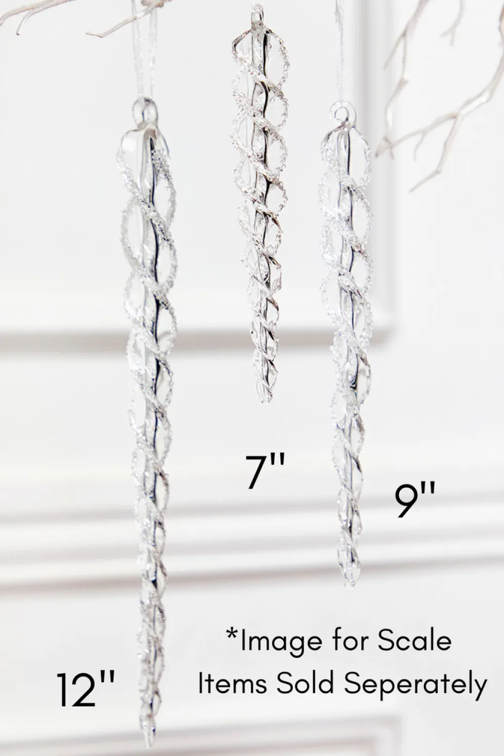 9" Glass Icicle Ornament - Medium