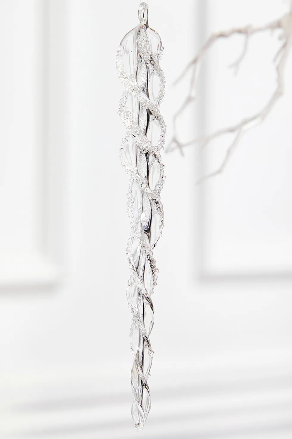 9" Glass Icicle Ornament - Medium