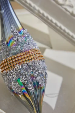 10" Glass Iridescent Jewel Finial Large Ornament