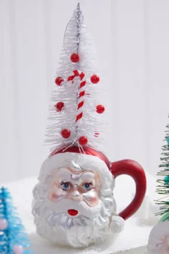 9" Glass Santa Cup Ornament