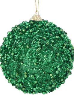 3.5" Glitter Ball Ornament - Green