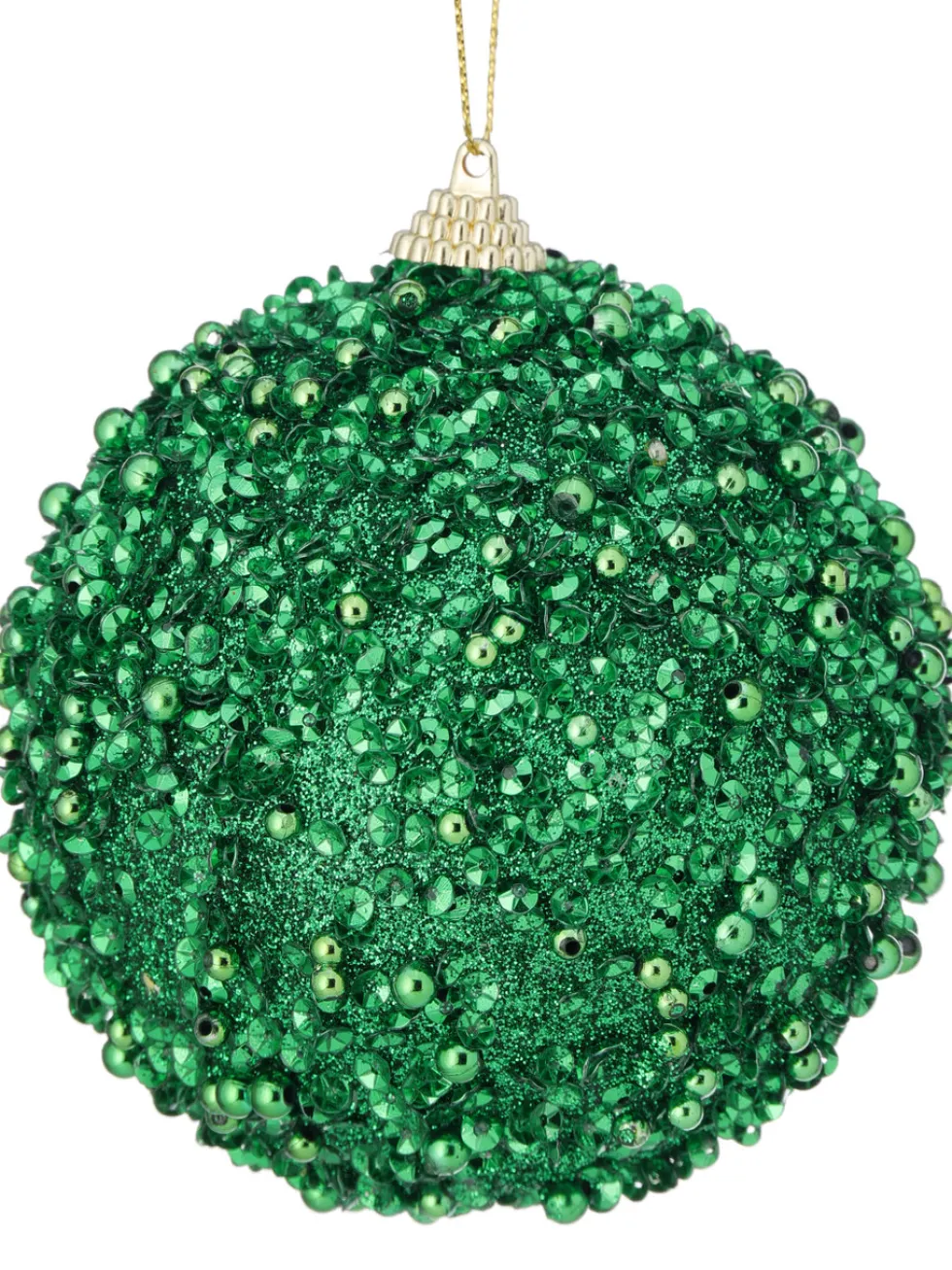 3.5" Glitter Ball Ornament - Green