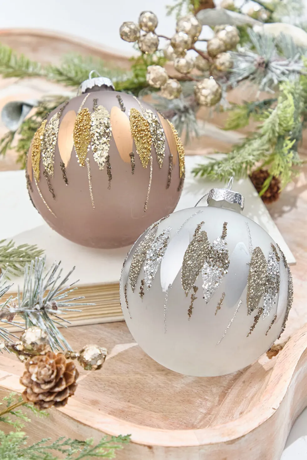 5" Glitter Cascade Glass Ball Ornament