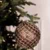 6” Glittered 2 Tone Net Ball Christmas Ornaments - Chocolate/Champagne