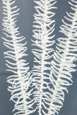35" Glitter Fern Spray - White