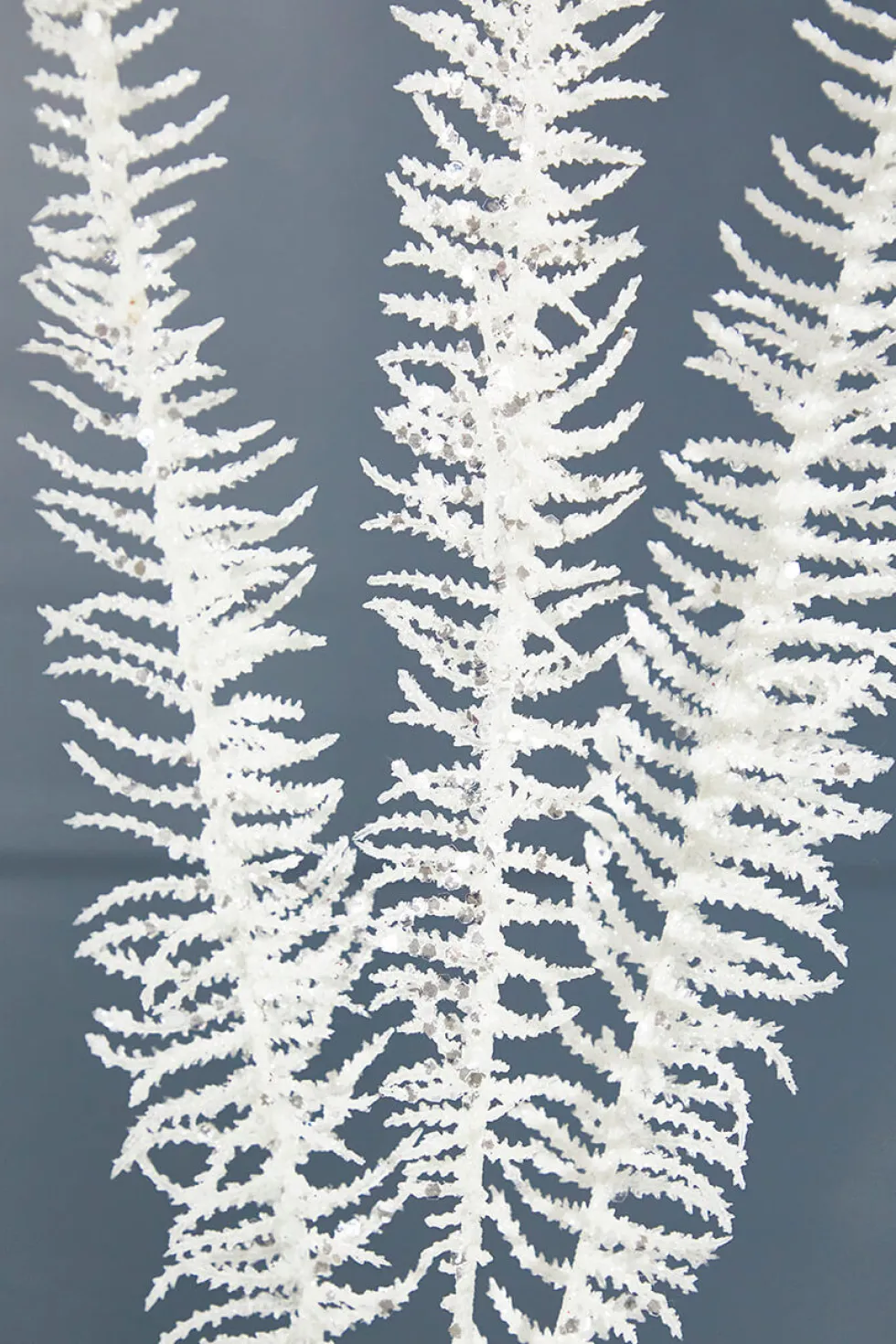 35" Glitter Fern Spray - White