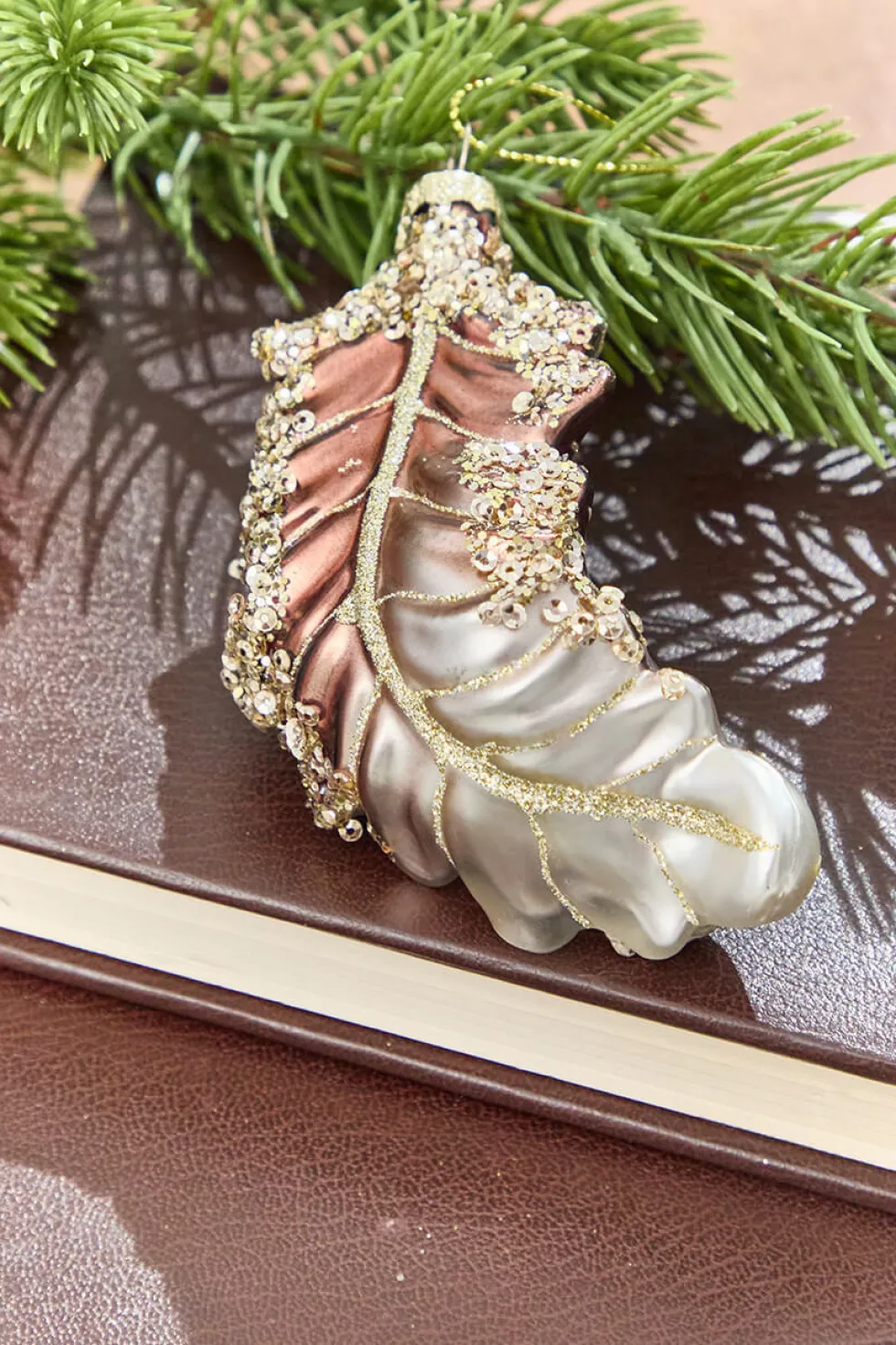 5" - 6" Glitter Glass Feather Ornament