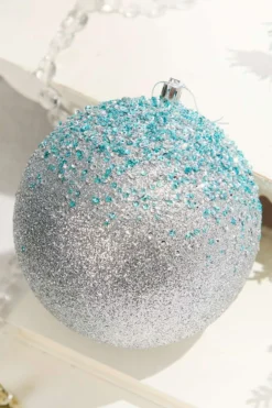 6" Glitter Hanger Ball - Silver