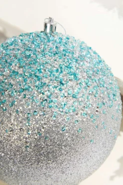 6" Glitter Hanger Ball - Silver