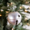 3.5" Glitter Metal Antique Bell Ornament - Silver