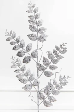 35” Glitter/Mica Later Fern Spray Silver