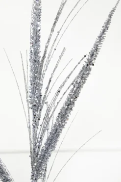 34" Glitter/Mica Triple Spike Grass Spray - Silver