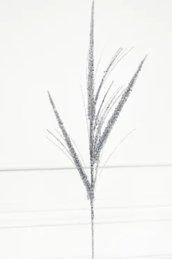 34" Glitter/Mica Triple Spike Grass Spray - Silver