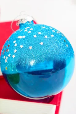 4" Glitter Ornament with Stars