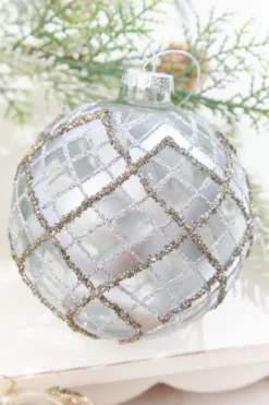 5" Glitter Patterned Glass Ornament