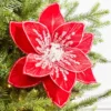 22" Glitter Red Poinsettia Stem