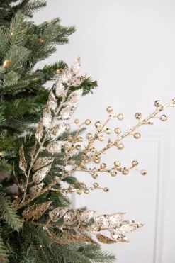 29” Glitter Smilax Berry Spray - Champagne