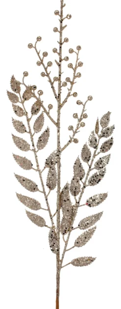 29” Glitter Smilax Berry Spray - Champagne