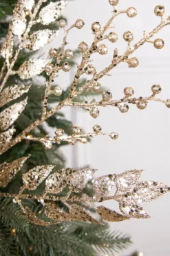 29” Glitter Smilax Berry Spray - Champagne