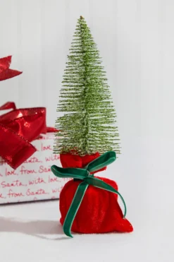 10” Glitter Tree In Felt Gift Sack