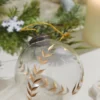 4" Golden Etched Laurel Glass Ornament