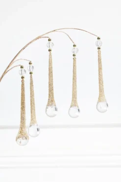 26" Gold Glass Drop Ornament Spray