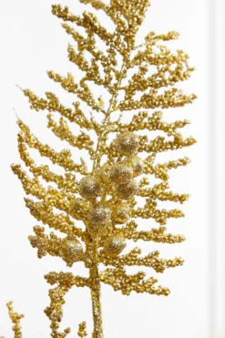 36" Gold Glitter Pine Berry Spray