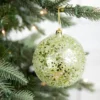 4” Green Clear Swirl Iced Ball Ornament