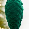 9" Green Flocked Pinecone Ornament