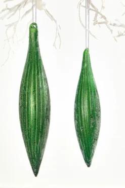 7" Green Glass Ornament