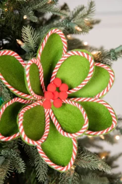 24” Green Peppermint Edge Round Poinsettia