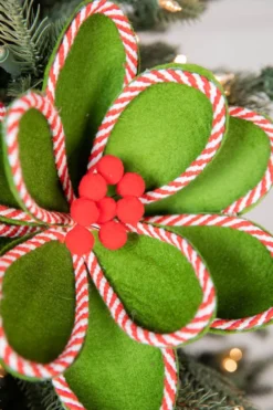 24” Green Peppermint Edge Round Poinsettia