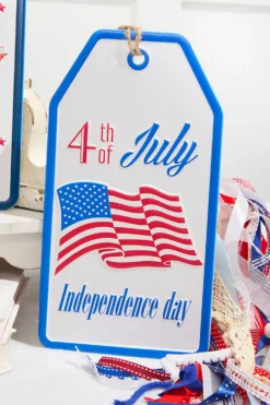12"H Metal Embossed Americana Wall Hanging Tag