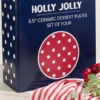 Holly Jolly Polka Dot Dolomite Plates - Set of 4