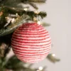 5” Iced Peppermint Stripe Ball Ornament