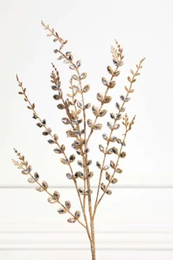 33" Jeweled Champagne Leaf Spray