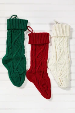 Knitted Christmas Stockings - Ivory