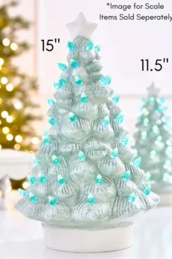 15" Light Blue Ceramic LED Tree