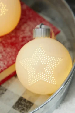 4” Lighted Ceramic Ball Ornament