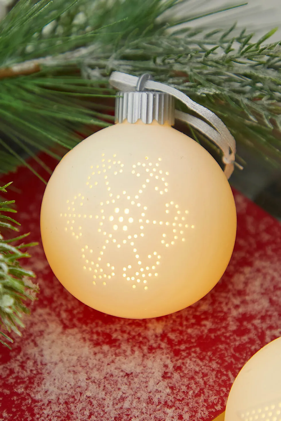 4” Lighted Ceramic Ball Ornament