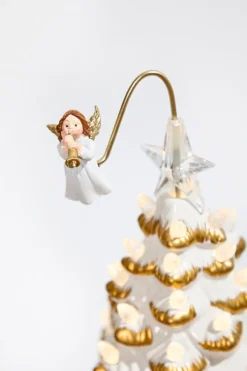 10" Lighted Ceramic Christmas Tree With Rotating Angel