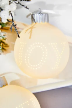 3" Lighted Text Ceramic Ornament