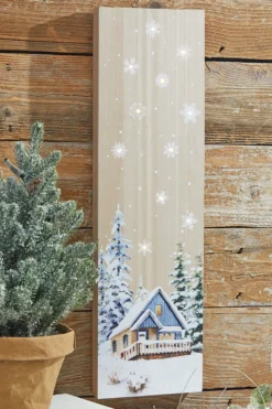 24” Lighted Winter Wood Wall Art