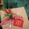 9” MDF “Joy” Tag with Bow Ornament
