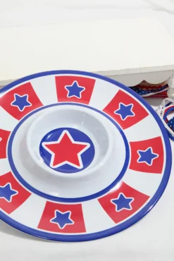 15" Melamine Americana Chip & Dip Plate