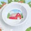 14.96" Melamine Holiday Barn Design Chip & Dip Plate