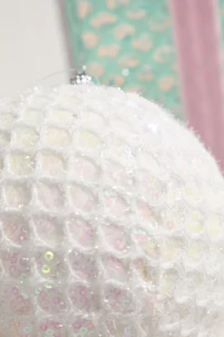 6" Mesh Ball Ornament - White