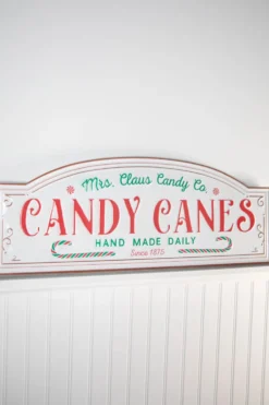28” Metal Embossed Candy Cane Wall Sign