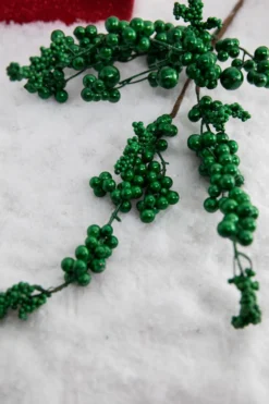 18” Metallic Dew Berry Spray - Emerald